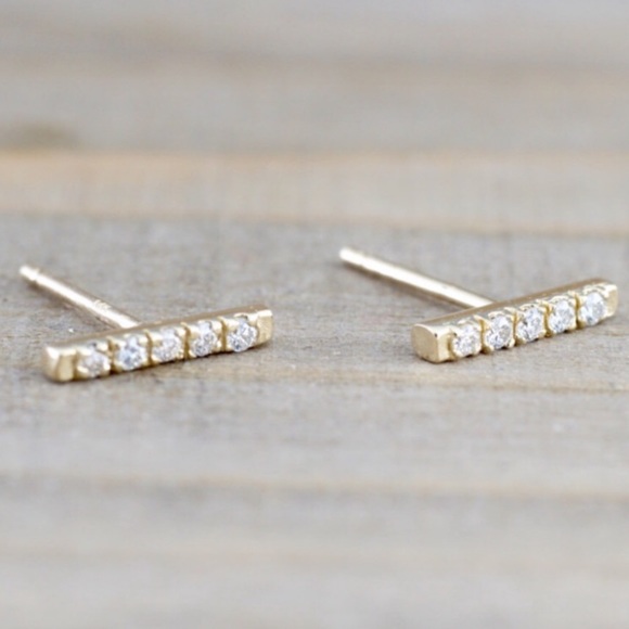 Lab Diamond 14K Solid Gold Push Back Stud Earrings - Picture 3 of 6